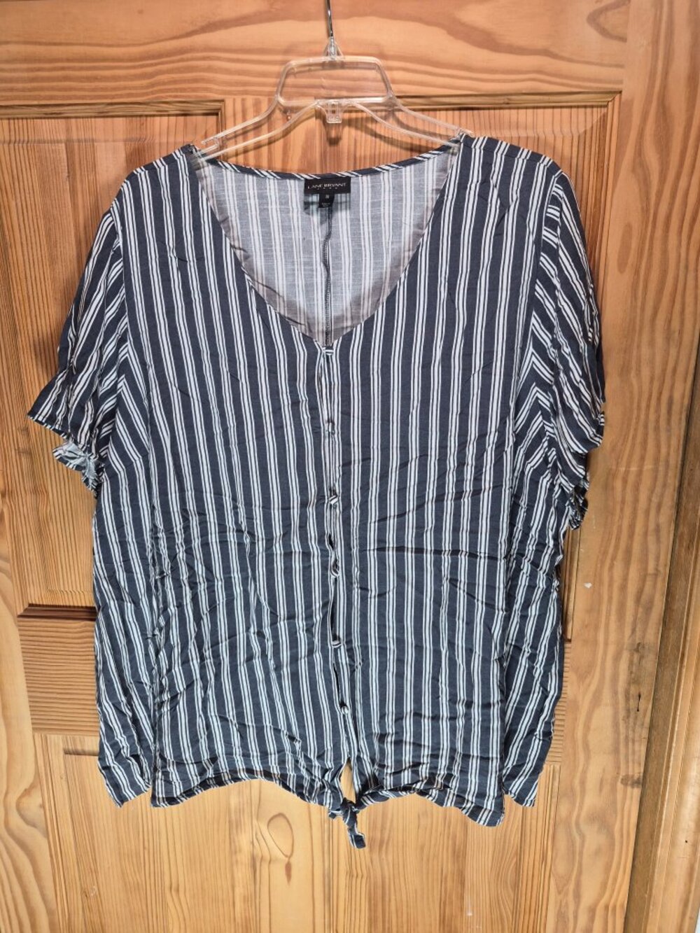 Lane Bryant 28 Black and White Striped Short Sleeve Top